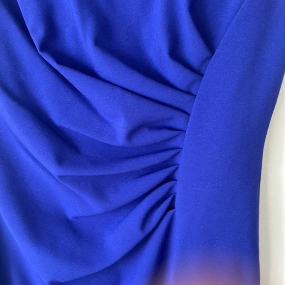 Calvin Klein Womens shift sheath dress zip up back knee length ruched blue nwot - Picture 6 of 10